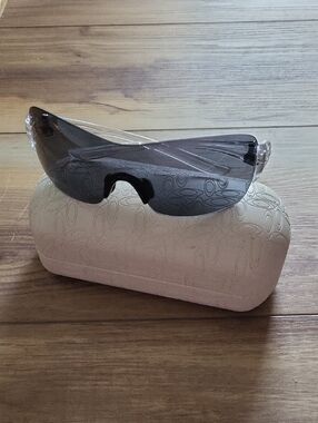 Oakley Clear Frame Shield Sunglasses with Smoke Lenses